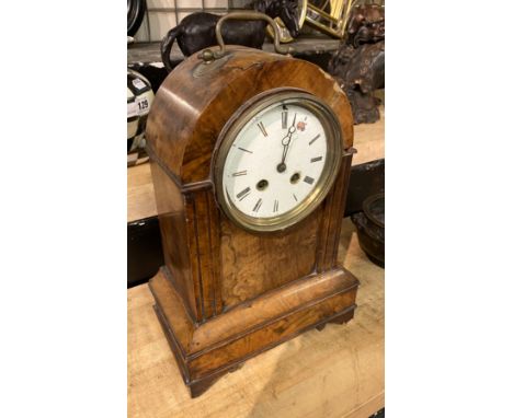 WALNUT CASED FRENCH MANTLE CLOCK A/F - 37CMS (H) APPROX