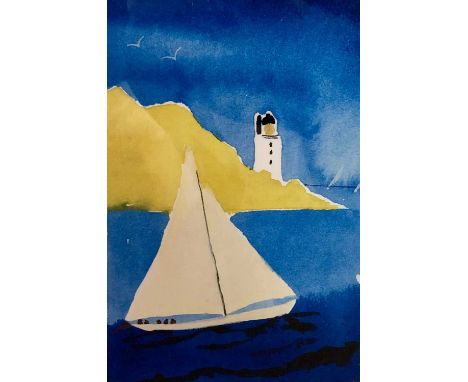 Ronnie Scott (British, Contemporary), St Mawes Yacht, Limited edition coloured print 1/100, framed and glazed. 44x29cmQty: 1