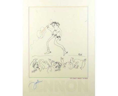 John Lennon, "It's Only Rock 'n' Roll", silkscreen print, 1989., 39x29ins., approx., unframed.