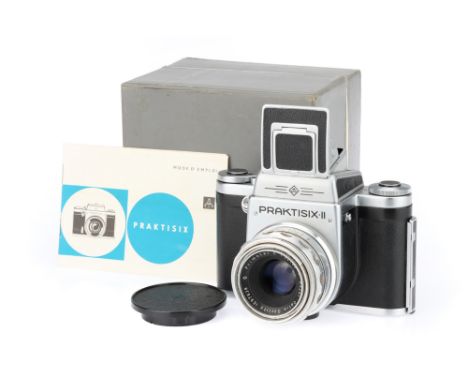 A Kamera Werkstatten Praktisix II Medium Format SLR Camera, chrome, serial no. 34770, body G, shutter not working, cosmetical