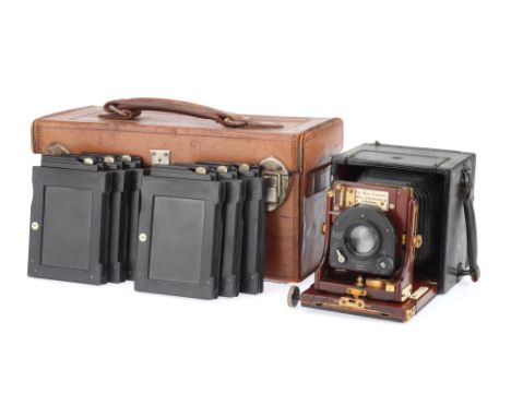 A Sinclair &amp; Co. Una 2¼x3¼" Mahogany Hand &amp; Stand Camera, 1900, with Ross Xpres f/4.5 4¾" lens, black, serial no. 172