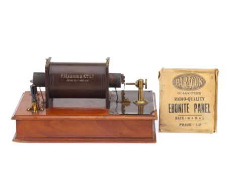 An Unusual Induction Coil, English, c.1900, engraved on the coil, 'P HARRIS &amp; Co. Ld. BIRMINGHAM', the coil mounted on a 
