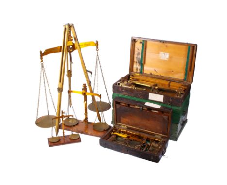 Collection of 4 Victorian Inspectors Scale Sets, Comprising of; A small 7LB and 1LB set engraved for 'Lancashire County Counc