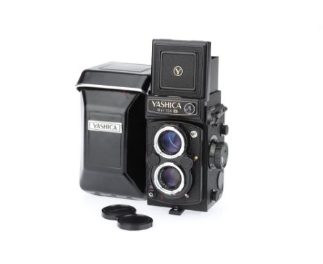 A Yashica Mat-124 G Medium Format TLR Camera, black, serial no. 4110742, body G-VG, shutter working, with Yashinon f/3.5 80mm