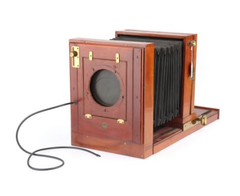 An Unusual Modified City Sale &amp; Exchange Salex Mahogany &amp; Brass Camera, body G, with Salex pneumatic shutter to front
