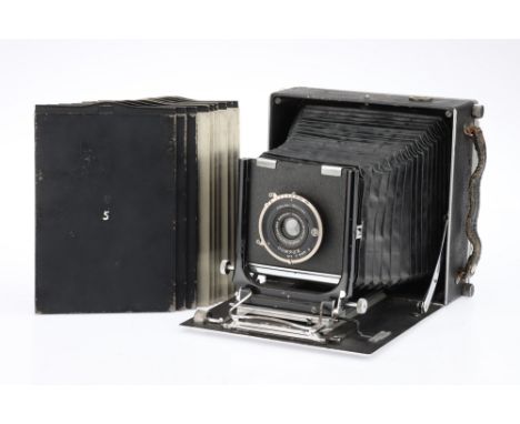 A Linhof Technika Large Format Folding Camera, black, 1936-45, 13 x 18 cm format, serial no.33626, with a Schneider-Kreuznach