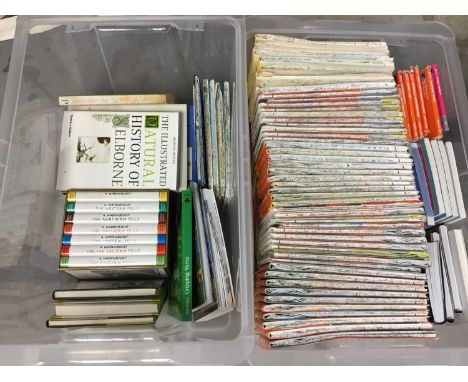 Boxed photographic atlas of England, a large collection of Ordnance Survey maps, and further books