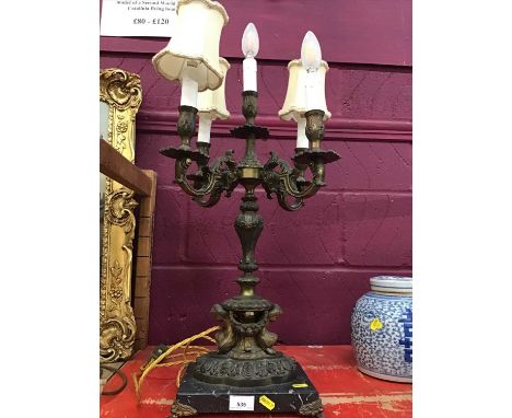 Classical style lamp with four branches on marble base