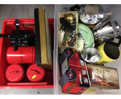 Collection of vintage tins, various kitchen ware and sundries 