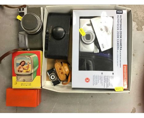 Vintage Minetta miniature camera and other cameras and accessories