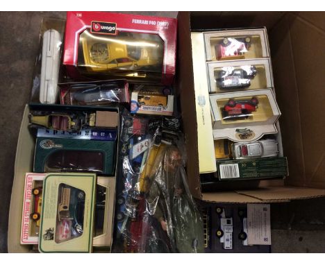 Selection of mainly boxed toy cars including Matchbox, Days Gone etc and an action man doll