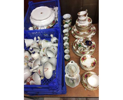 Royal Albert Old Country Roses tea and dinner ware, collection ceramic bells and other china
