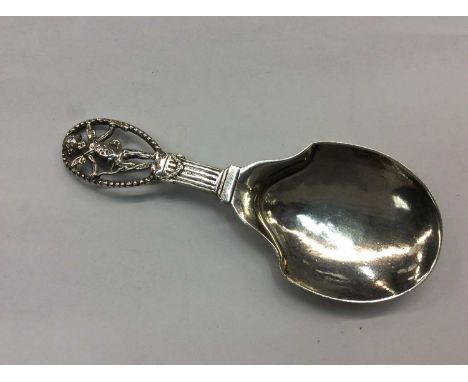 19th century Continental caddy spoon with Cupid finial