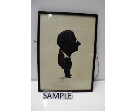 Silhouette full length portrait by Baron Scrutford, London 1923, Caricature Dickie by Poli 1956, plus some Victorian lithogra