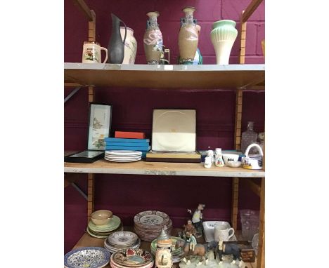 Border Fine Arts shire horses, boxed Royal and Coalport collectors plates, and other ceramic