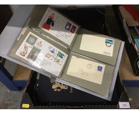 Stamp albums and First Day Covers, loose and in albums and postcards in albums