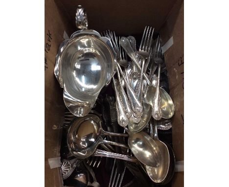 Group of plated cutlery and other silver plated ware