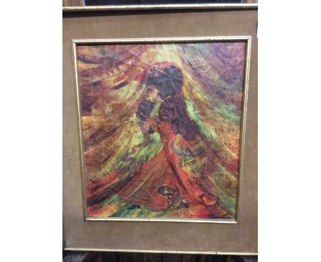 Lorna Tyre, 20th century pen, ink and oil on canvas - portrait of a lady, signed, in gilt frame
