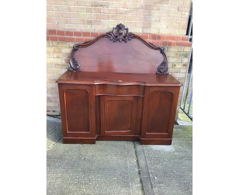 Victorian mahogany credenza with arched panel gallery