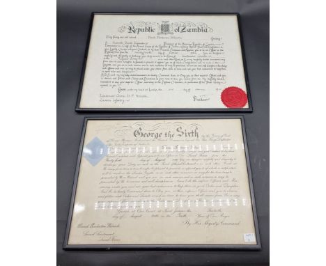 MILITARY COMMISSION:&nbsp;George VI printed commission dated 30th August 1946, signature upper left, framed and glazed: with 