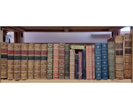 BINDINGS:&nbsp;a quantity over one shelf, mostly leather bound literature and history, various sizes and condition. (One shel