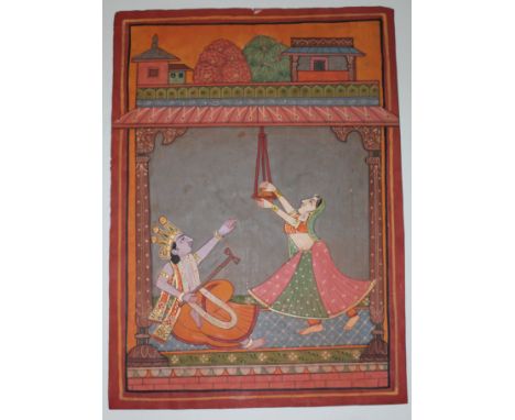 Indian School illustration depicting a Hindu king with axe 20.5cm x 28.5cm.  
