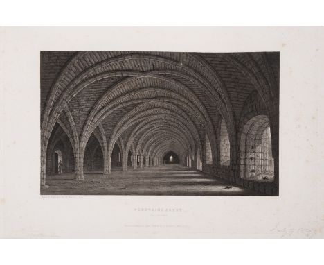 Yorkshire.- Westall (William) Views of Fountains Abbey and Studley Park, Yorkshire, 8 fine etched &amp; aquatint plates by We