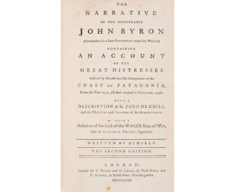 South America.- Byron (Hon. John) The Narrative of the Honourable John Byron ...Containing an Account of the Great Distresses