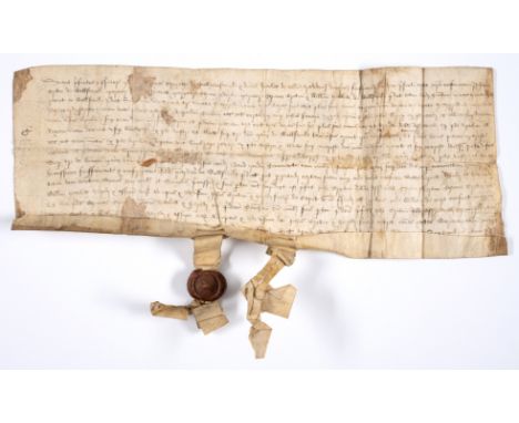 NO RESERVE Suffolk, Walberswick.- Charter, grant by Richard Howlett &amp; another [name obscured] to John Upton, Thomas Upton