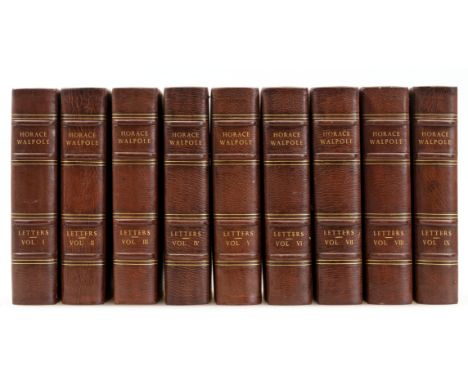 Walpole (Horace) The Letters, 9 vol., one of 100 copies, edited by Peter Cunningham, title vignettes, plates, some folding, l