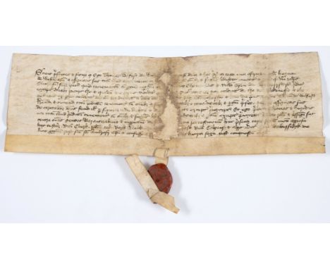 Suffolk, Walberswick.- Charter, grant by Thomas ?Wisare to Herman de Wesileton [Westleton] of a tenement in Walberswick, manu
