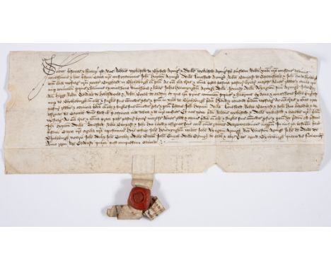 Suffolk, Blythburgh.- Charter, grant by Robert Mekilfeld of Blyford, esquire, his son William Mekilfeld, esquire, to John Hop