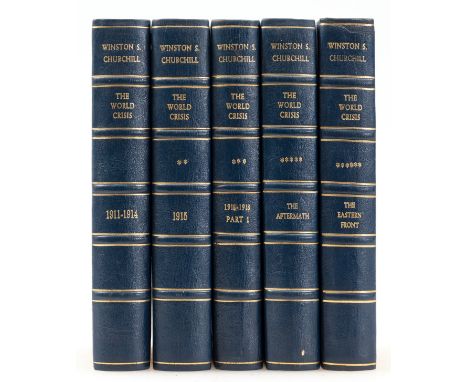 Churchill (Sir Winston Spencer) The World Crisis, 5 vol. only (of 6; lacking vol. 4), first edition, plates and maps, some fo