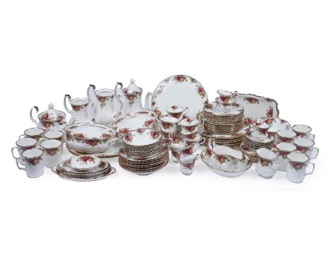 A comprehensive collection of Royal Albert ‘Old Country Roses’ dinner, tea and coffee wares, comprising: dinner and side plat