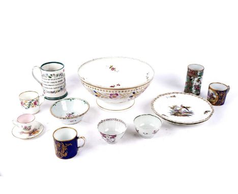A collection of 19th Century ceramics, to include: a Royal Crown Derby coffee can; a Sunderland lustre frog mug ‘Sailors Fare