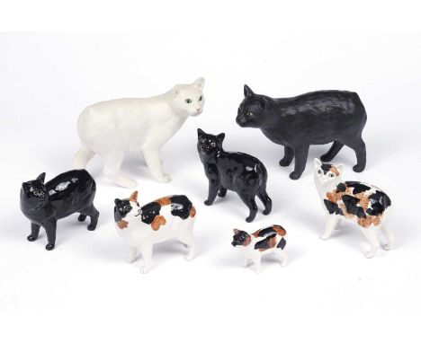 Harper Shebeg Pottery, Isle of Man: a collection of ceramic Manx cats, the largest 16cms the smallest 7cms. (7)