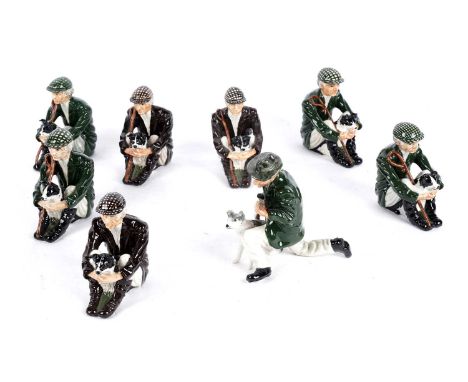 Shebeg Pottery, Isle of Man: a collection of ceramic figural studies, comprising seven similar figure groups of a shepherd si