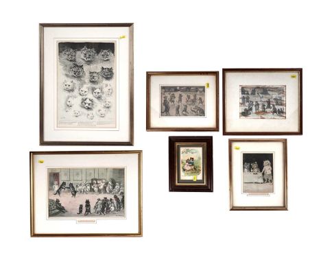 After Louis Wain (1860-1939) A selection of cat cartoons, including "A Cat's Party", and "Waiter, This Cat's Meat is Tough!",