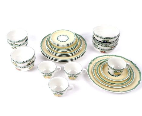 A collection of Villeroy and Boch ‘French Garden Fleurence’ dinner and tea wares, comprising: dinner and side plates, teacups