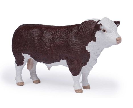 John Harper Shebeg Pottery, Isle of Man: a study of a Hereford bull, no. 47/100, 30cms.