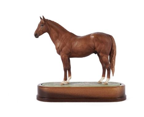 A Royal Worcester ‘Hyperion’ figure of a horse, modelled by Dorris Linder, on wooden base, no. 382/500, with certificate, 26c