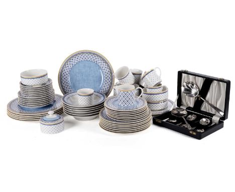 A collection of Villeroy and Boch ‘Perpignan’ dinner and coffee wares, comprising; dinner and side plates, bowls, soup bowls 