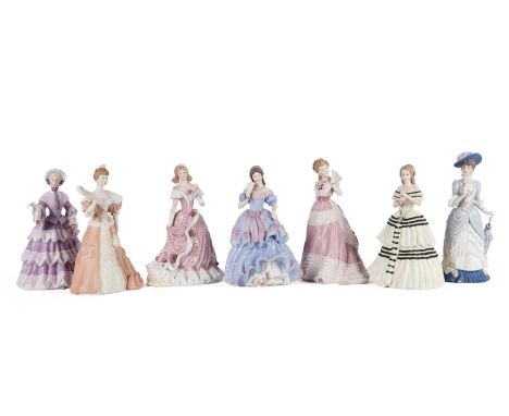 A collection of Wedgwood matte ceramic figures, including limited edition figures commissioned by Spink, ‘Christmas at Windso