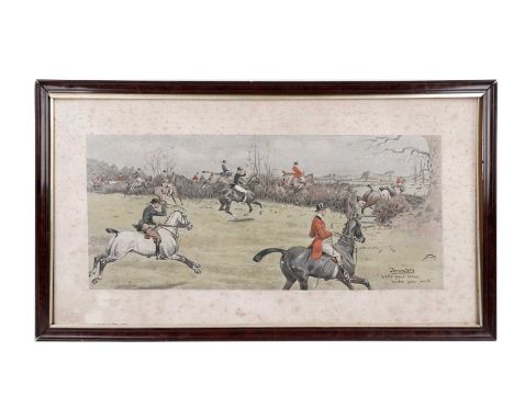 “Snaffles” Charles Johnson Payne(1884-1967)Thrusters “ ‘ustle your ‘orses, ’arden your ‘earts”,hand-tinted lithograph,printed