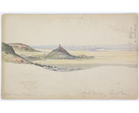 Josephine Butler (British, 1828-1906). 'View Near Bonn' and 'Cologne Cathedral' double-sided, watercolour, inscribed, 13cm x 