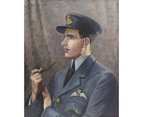 Robert Murray (British, 1888-1967), portrait of an RAF officer smoking a pipe, signed and dated 1946, oil on canvas, 73cm x 5