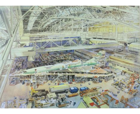 Collection of eighty Frank Hoar prints depicting work on the construction of Concorde, all numbered from a limited edition of