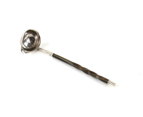 George IV Irish provincial silver toddy ladle with baleen handle, by Phineas Garde, Cork, with counter assay stamps by West f