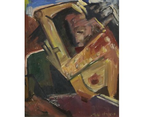 Adolf Adler (Romanian, 1917-1996), nude abstract composition, signed, oil on canvas, 39.5cm x 32cm