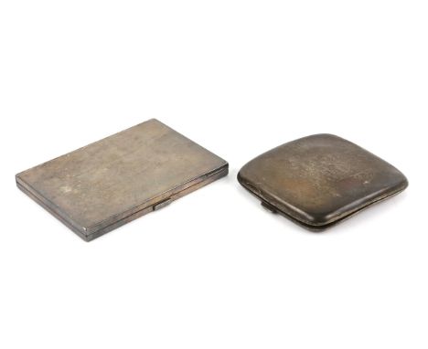 Victorian silver cigarette case, the curved square body engraved with monogram, by Henry Williamson Ltd, Birmingham 1891, 3.3